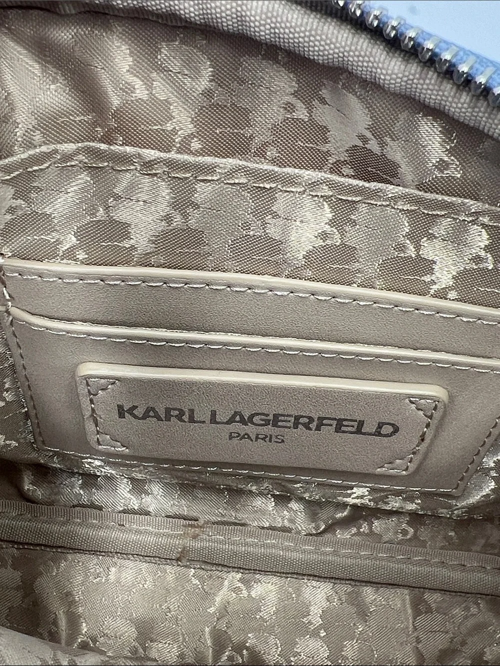 Karl Lagerfeld Perforated Logo Blue Leather Camera Bag with Branded Strap